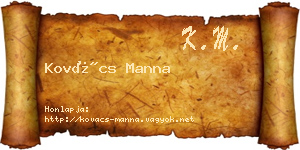 Kovács Manna névjegykártya