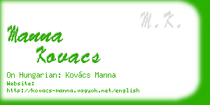 manna kovacs business card