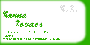 manna kovacs business card